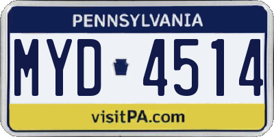 PA license plate MYD4514