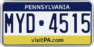 PA license plate MYD4515