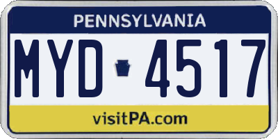 PA license plate MYD4517