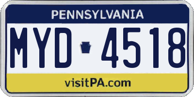 PA license plate MYD4518