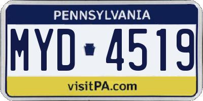 PA license plate MYD4519