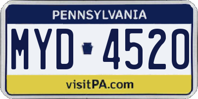 PA license plate MYD4520