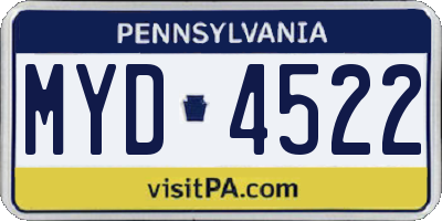 PA license plate MYD4522