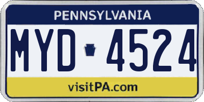 PA license plate MYD4524