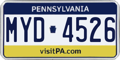 PA license plate MYD4526