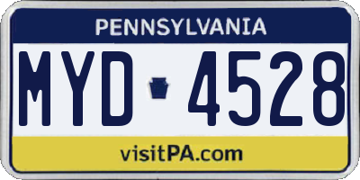 PA license plate MYD4528