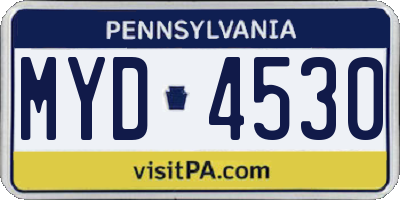 PA license plate MYD4530