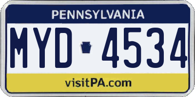 PA license plate MYD4534