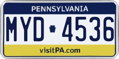PA license plate MYD4536