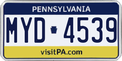 PA license plate MYD4539