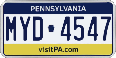 PA license plate MYD4547