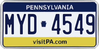 PA license plate MYD4549