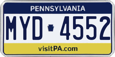 PA license plate MYD4552