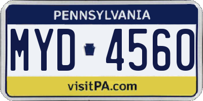 PA license plate MYD4560