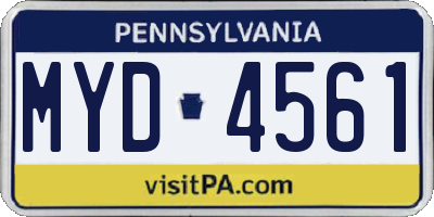 PA license plate MYD4561