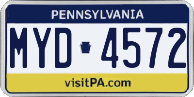 PA license plate MYD4572