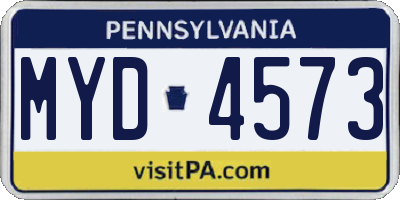 PA license plate MYD4573