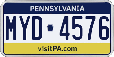 PA license plate MYD4576