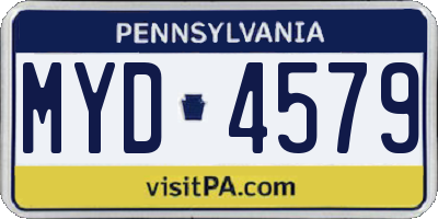PA license plate MYD4579