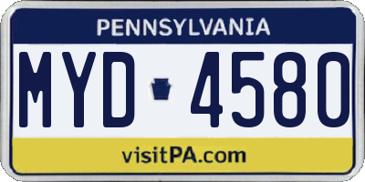PA license plate MYD4580