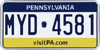 PA license plate MYD4581