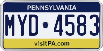PA license plate MYD4583