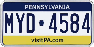 PA license plate MYD4584
