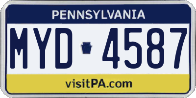 PA license plate MYD4587