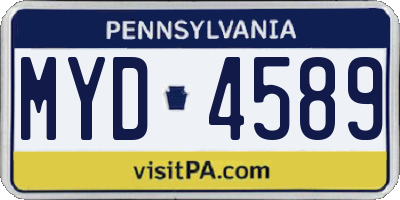 PA license plate MYD4589