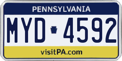PA license plate MYD4592