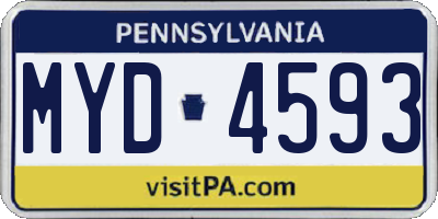 PA license plate MYD4593