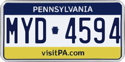 PA license plate MYD4594