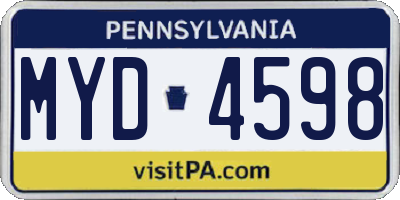 PA license plate MYD4598