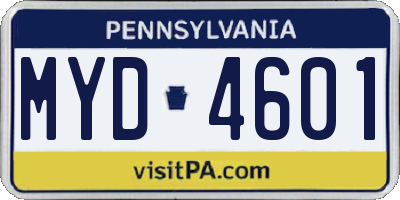 PA license plate MYD4601