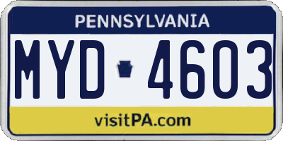 PA license plate MYD4603