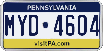 PA license plate MYD4604