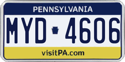 PA license plate MYD4606