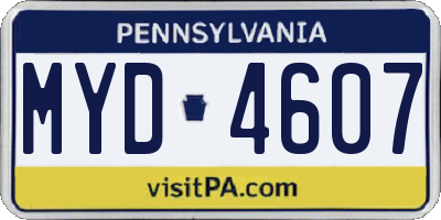 PA license plate MYD4607