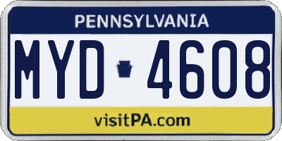 PA license plate MYD4608