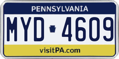 PA license plate MYD4609