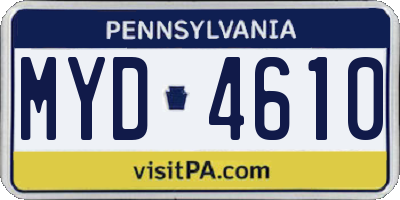 PA license plate MYD4610