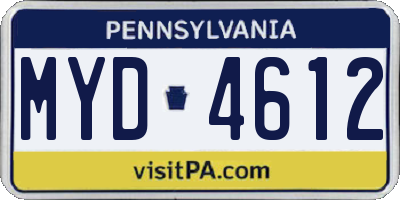 PA license plate MYD4612