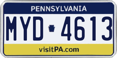 PA license plate MYD4613