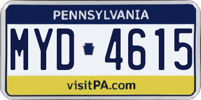 PA license plate MYD4615