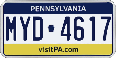 PA license plate MYD4617