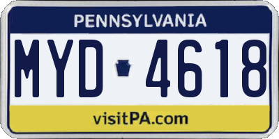 PA license plate MYD4618