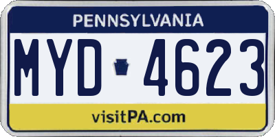 PA license plate MYD4623