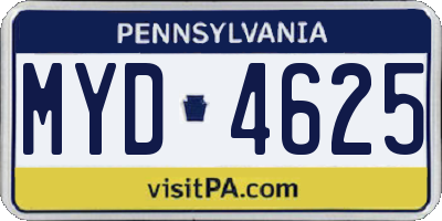 PA license plate MYD4625