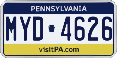 PA license plate MYD4626