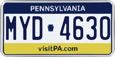 PA license plate MYD4630